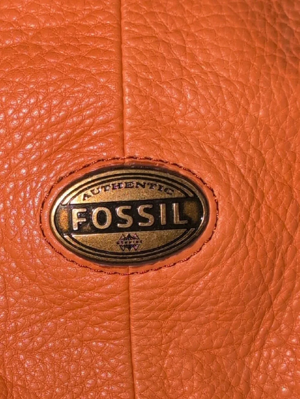 Fossil Explorer Orange Leather Foldover Convertible Crossbody Tote - Picture 2 of 16